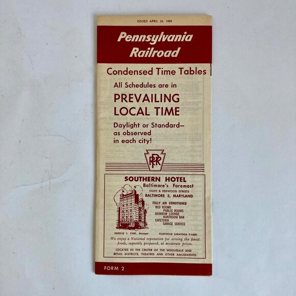 Vintage 1959 Pennsylvania Railroad Condensed Time Tables 4/26/1959 Railway Train - Picture 1 of 6